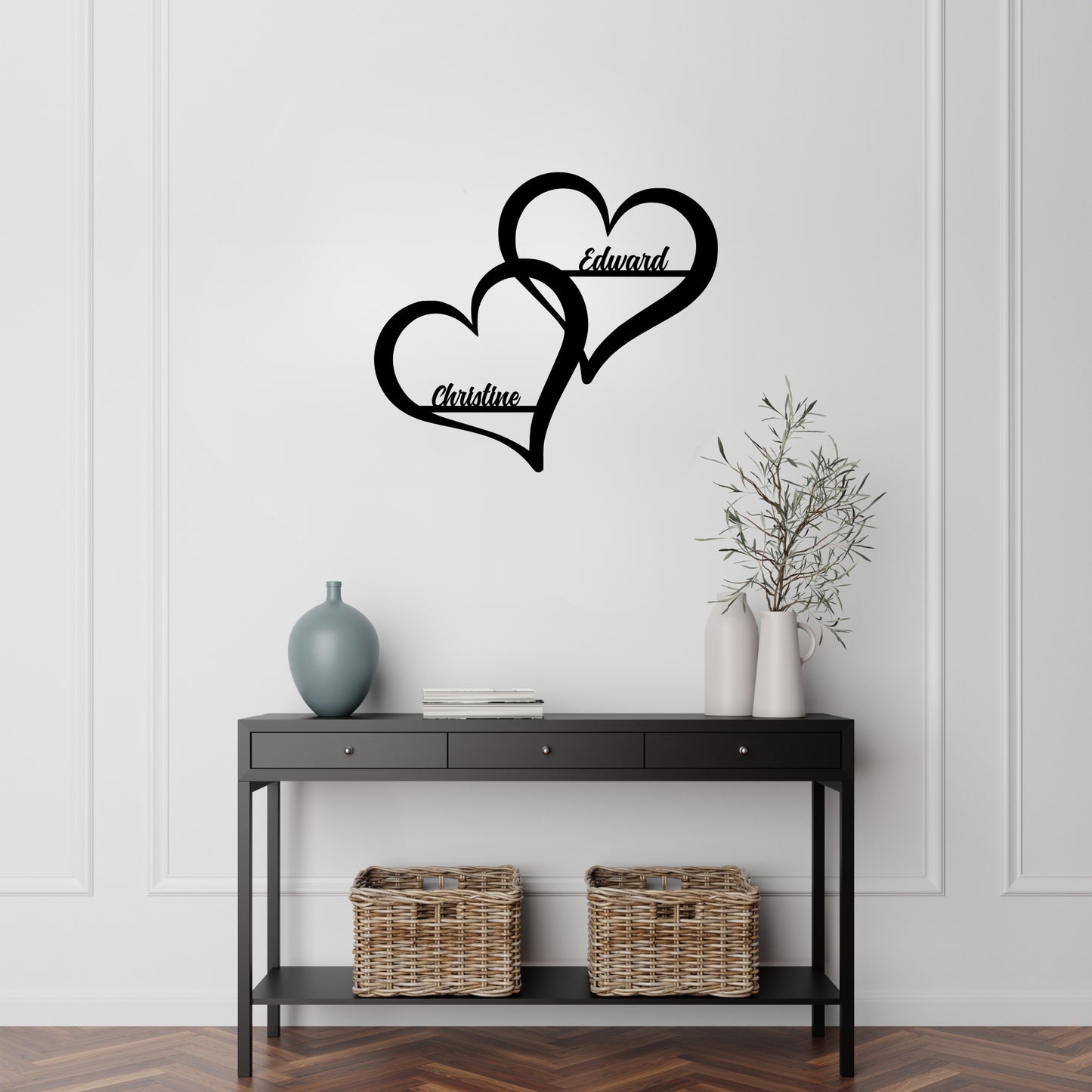 Personalized Hearts Metal Wall Sign