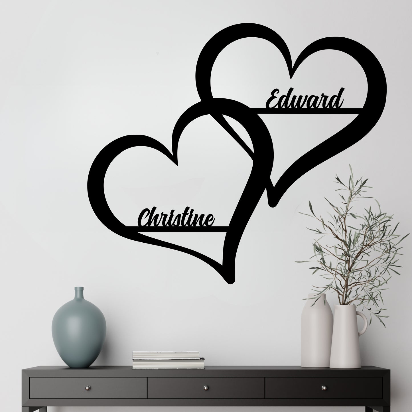 Personalized Hearts Metal Wall Sign