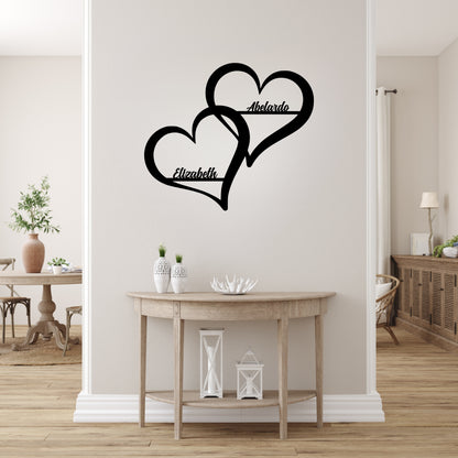 Personalized Hearts Metal Wall Sign