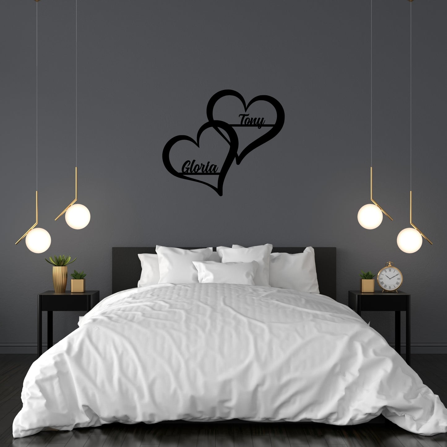 Personalized Hearts Metal Wall Sign