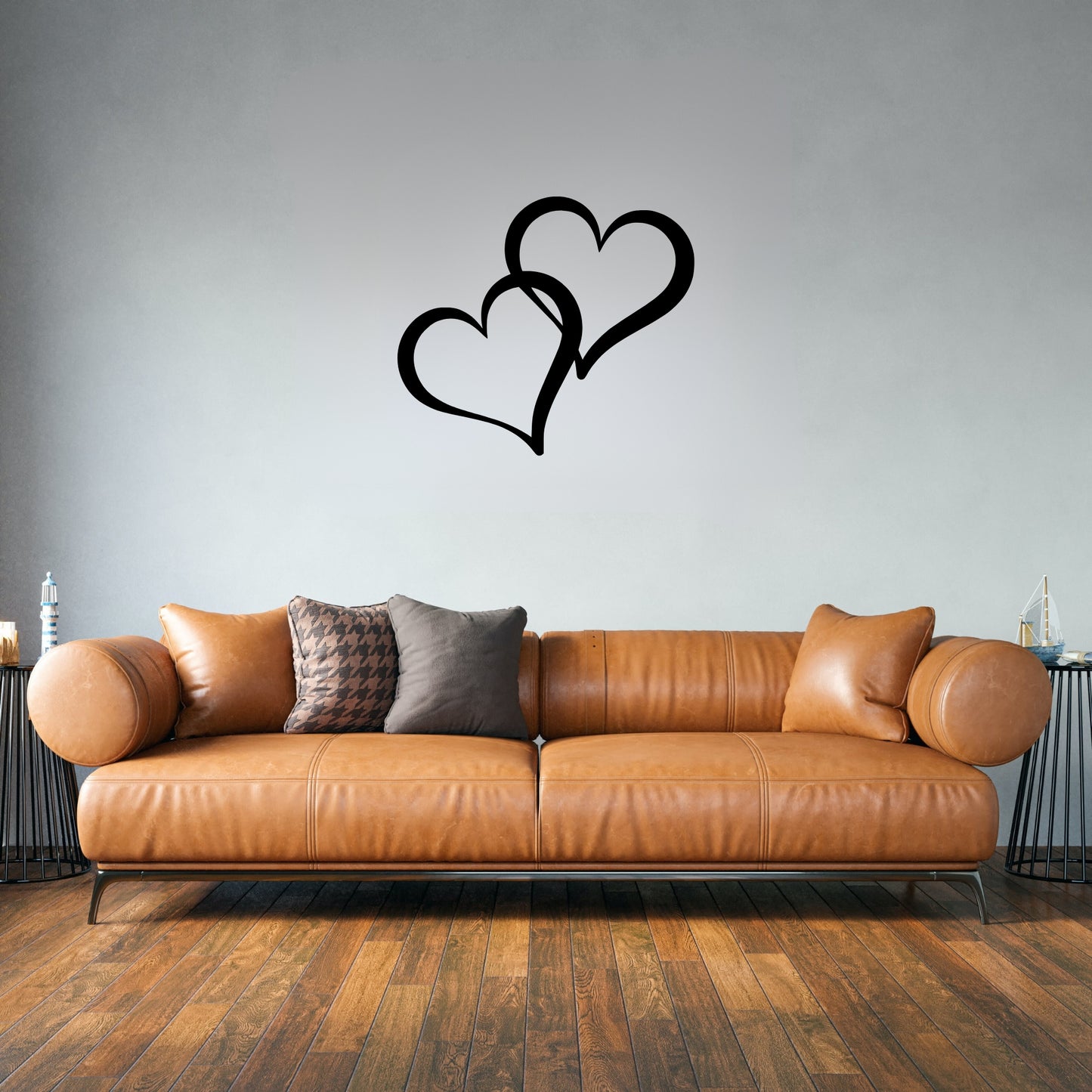 Double Hearts Metal Wall Art