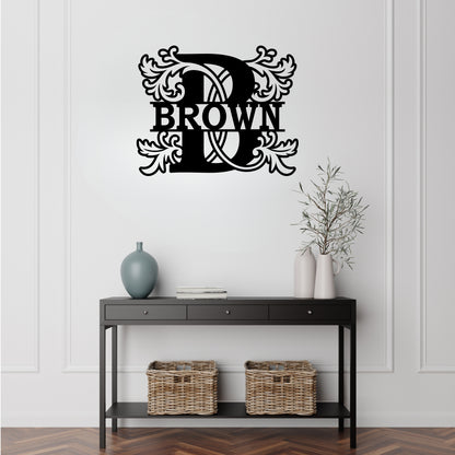 Personalized Split Letter Monogram Metal Sign