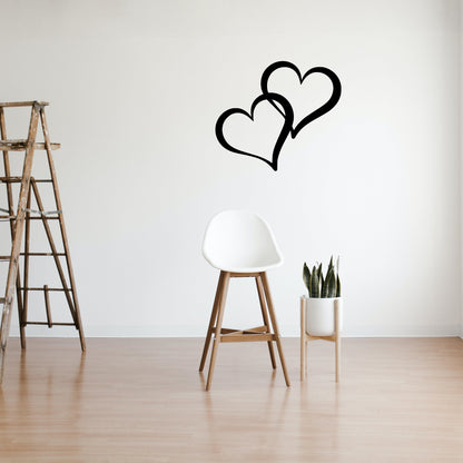 Double Hearts Metal Wall Art