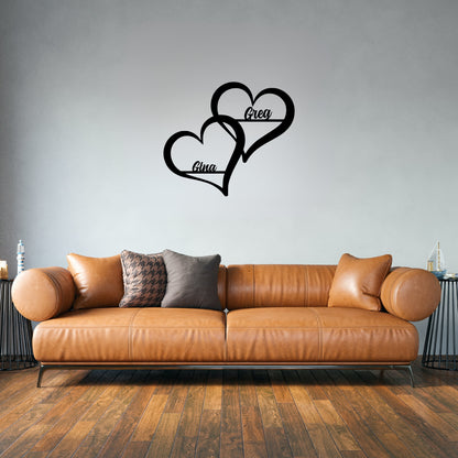 Personalized Hearts Metal Wall Sign