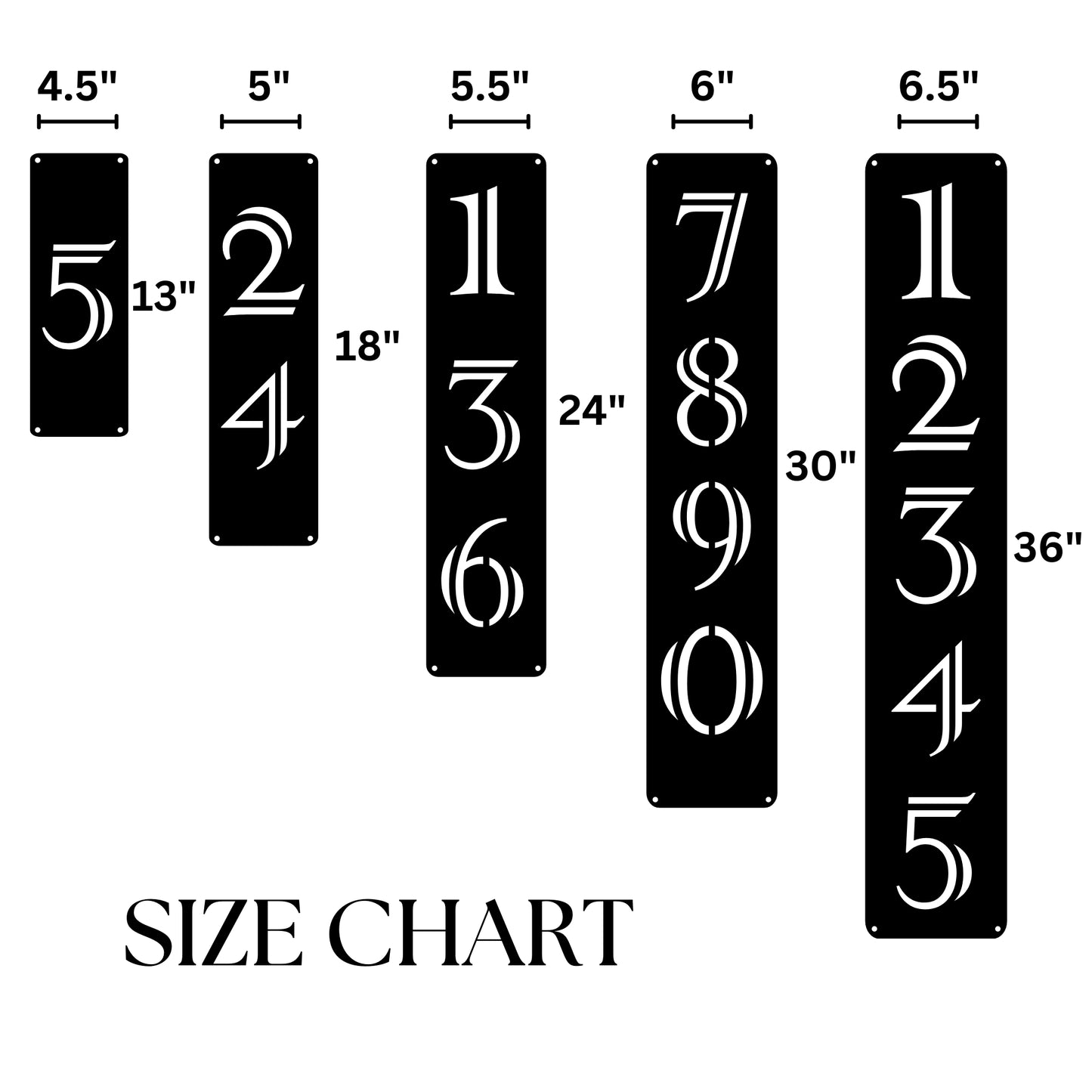 Vertical Contemporary House Numbers